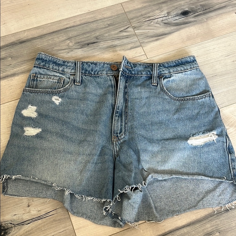 Hollister Blue Jean Shorts Distressed Cut-Off